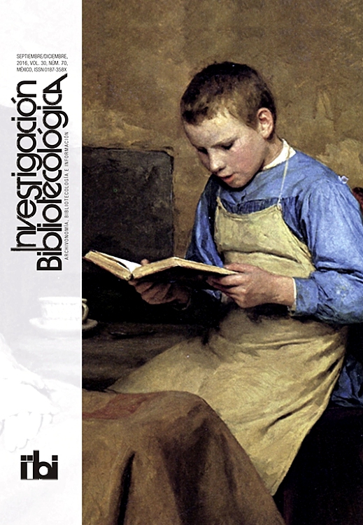 Go to journal home page - Investigación Bibliotecológica: Archivonomía, Bibliotecología e Información